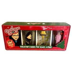 New ICUP A Christmas Story Collector's Series Pint 16 oz Glass 4-Pack Iconic